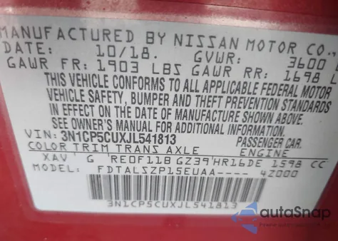 2018 Nissan Kicks Sv from USA, damaged, VIN 3N1CP5CUXJL541813